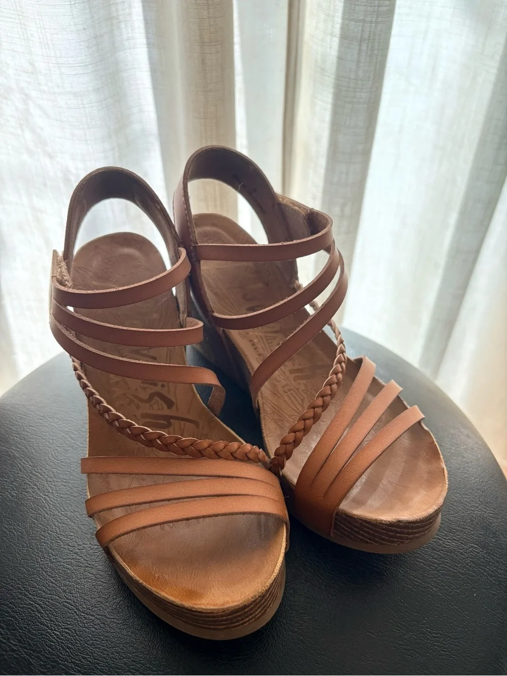 Blowfish Malibu Heidi Wood Platform MultiStrap Wedge Sandals | Women’s Size 6